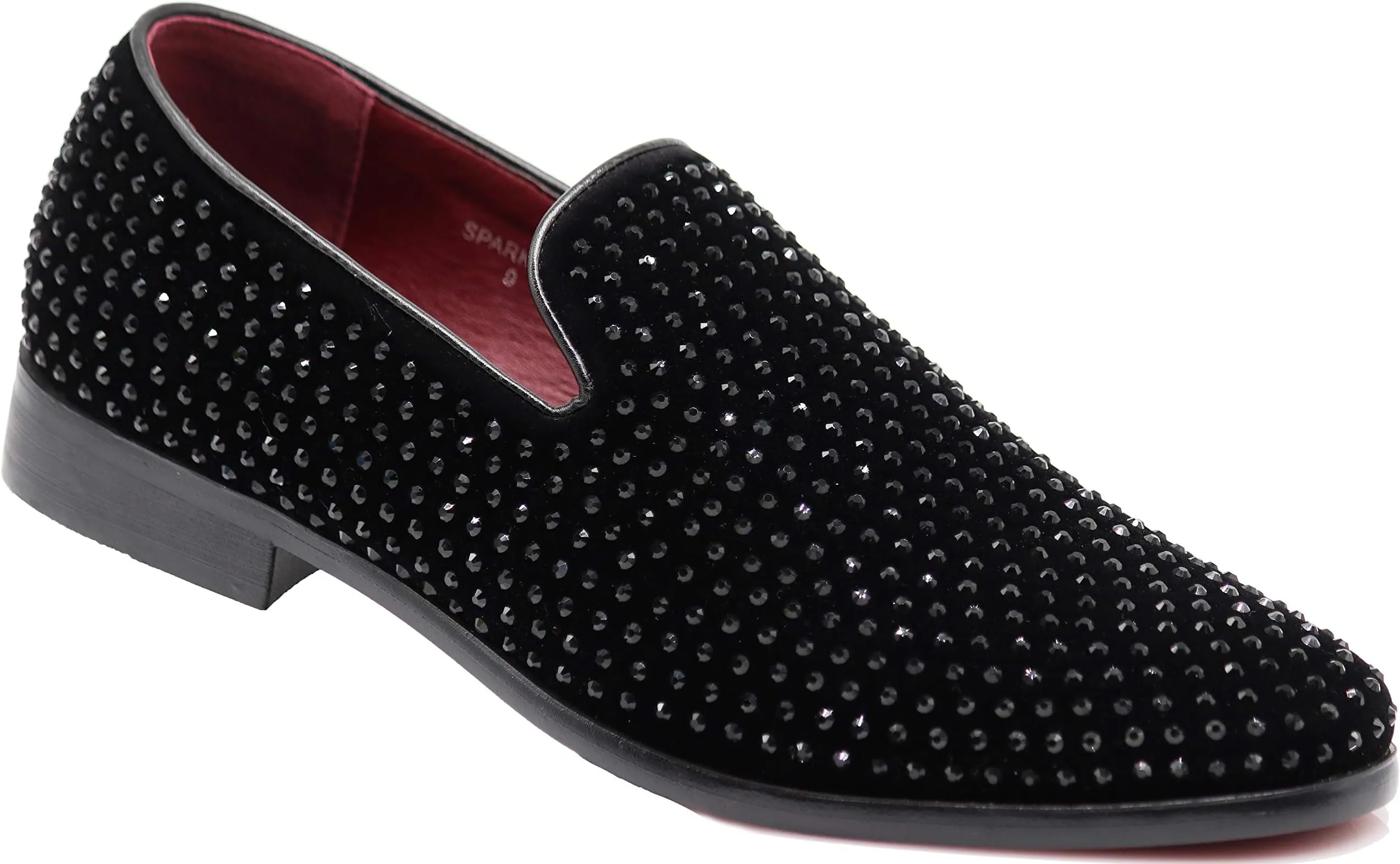Men's Silver Velvet Rhinestone Studded Designer Shoes