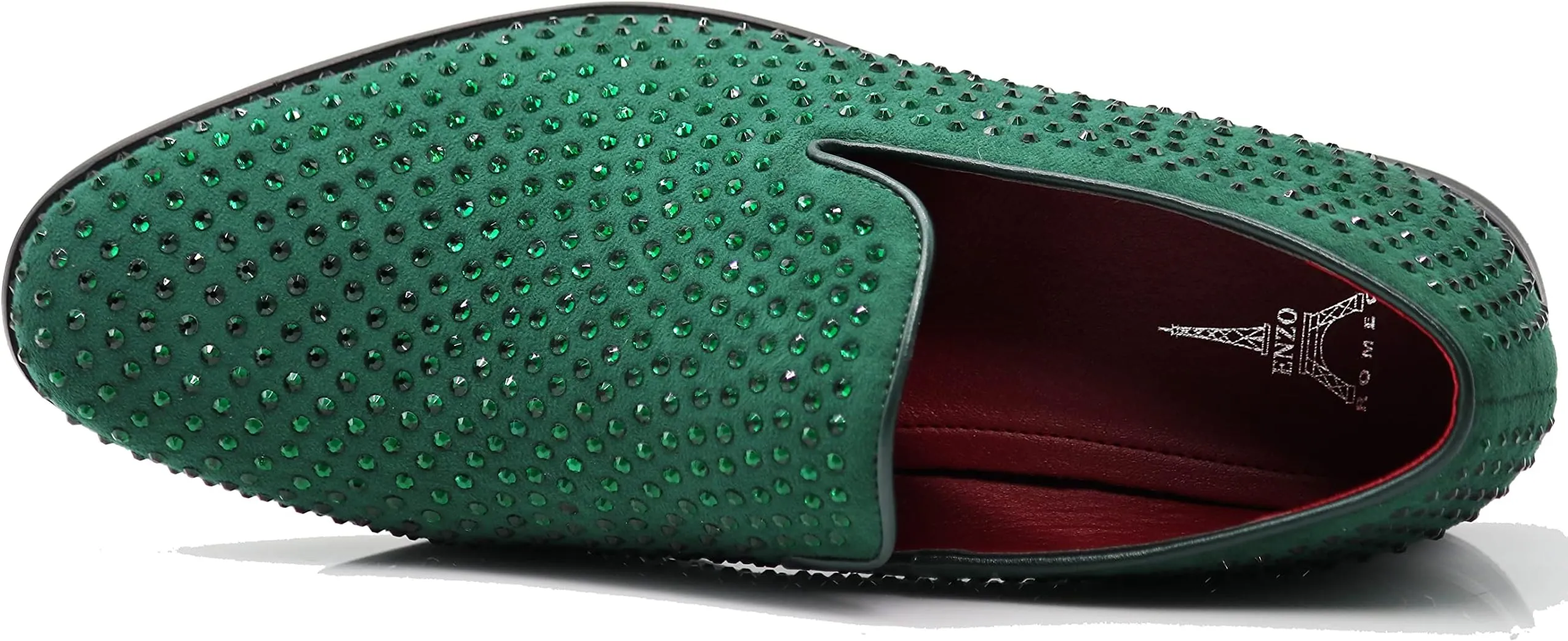 Men's Silver Velvet Rhinestone Studded Designer Shoes