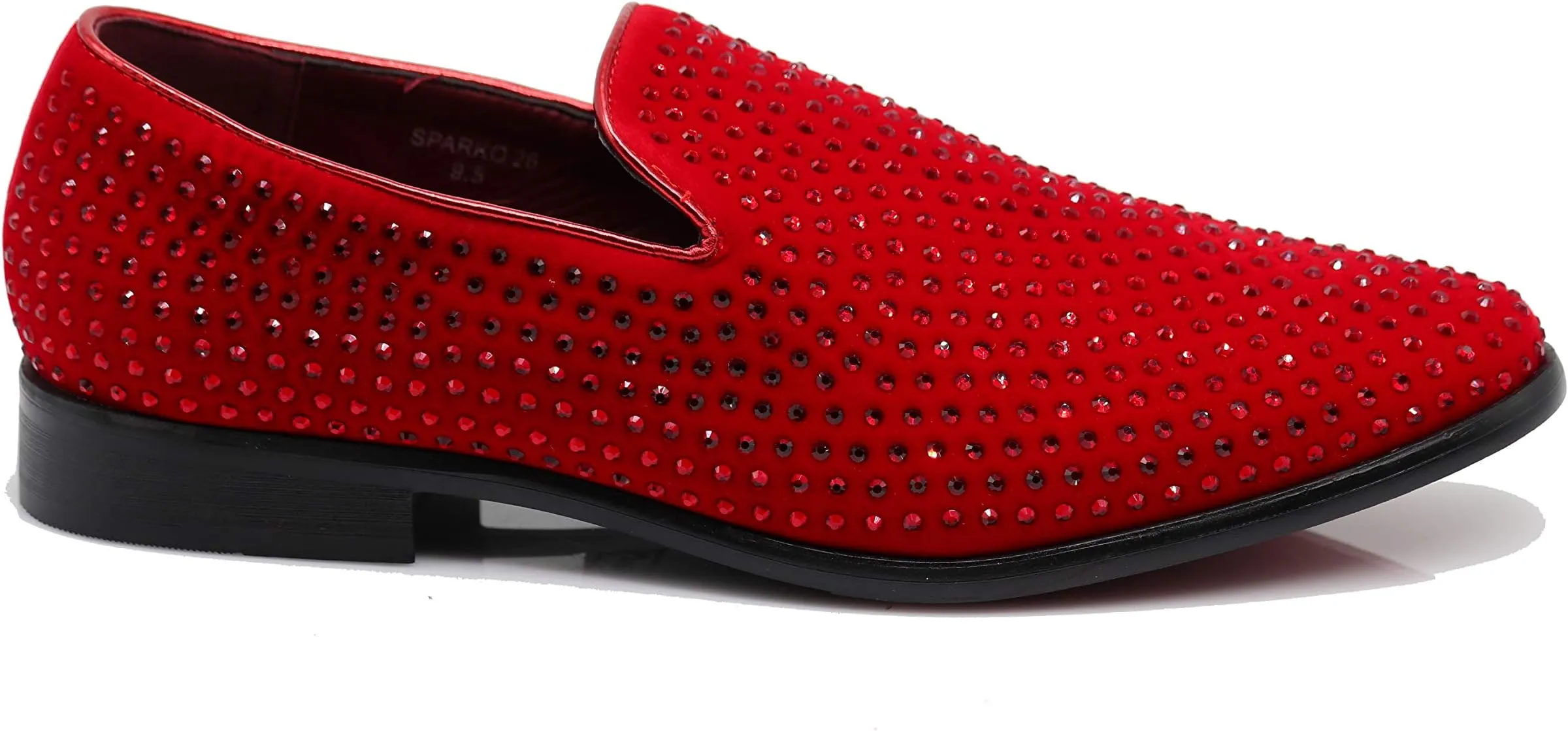 Men's Silver Velvet Rhinestone Studded Designer Shoes