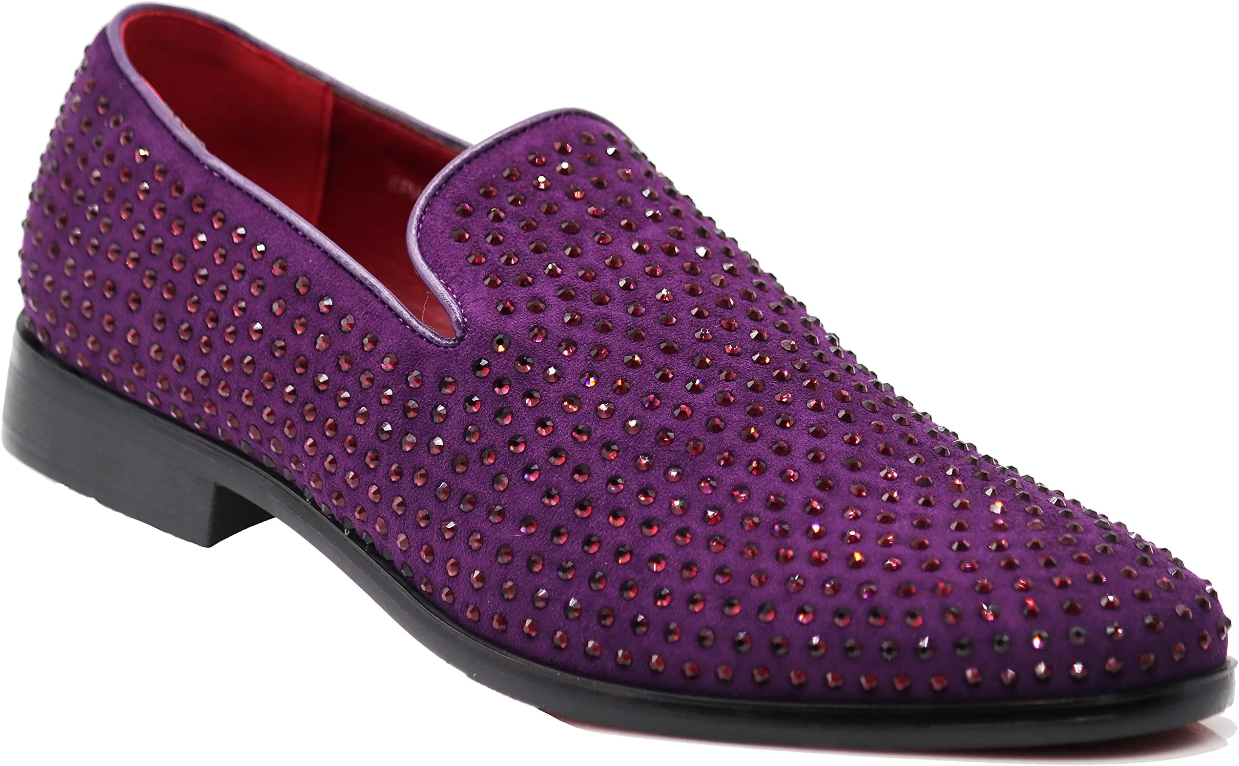 Men's Silver Velvet Rhinestone Studded Designer Shoes