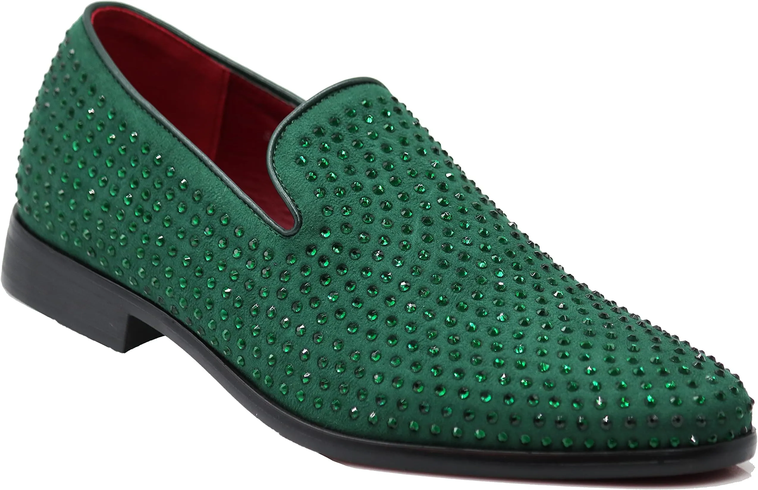 Men's Silver Velvet Rhinestone Studded Designer Shoes