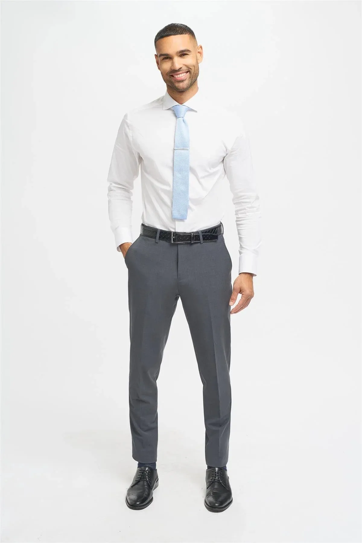 Men's Wool Blend Slim Fit Suit - BOND - Charcoal Grey