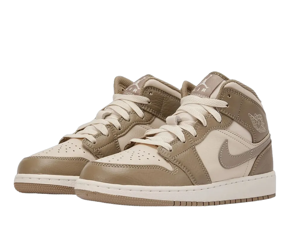 Nike Kids' Jordan 1 Mid Shoes - Legend Light Brown / Khaki / Phantom