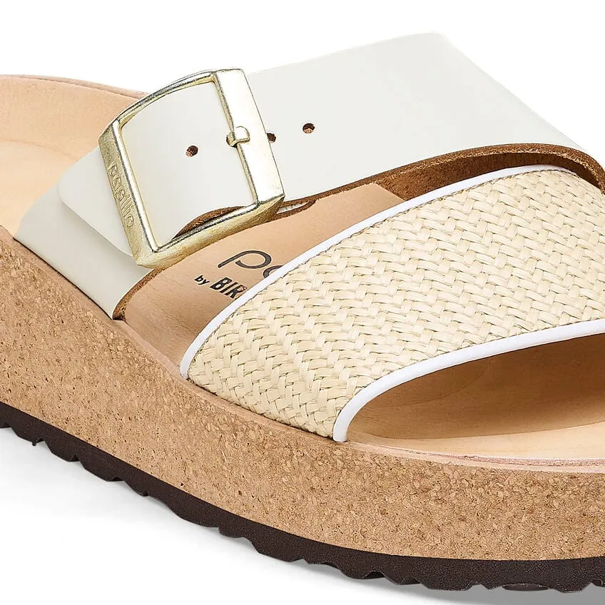 Papillio by Birkenstock Almina White Raffia Leather Sandal