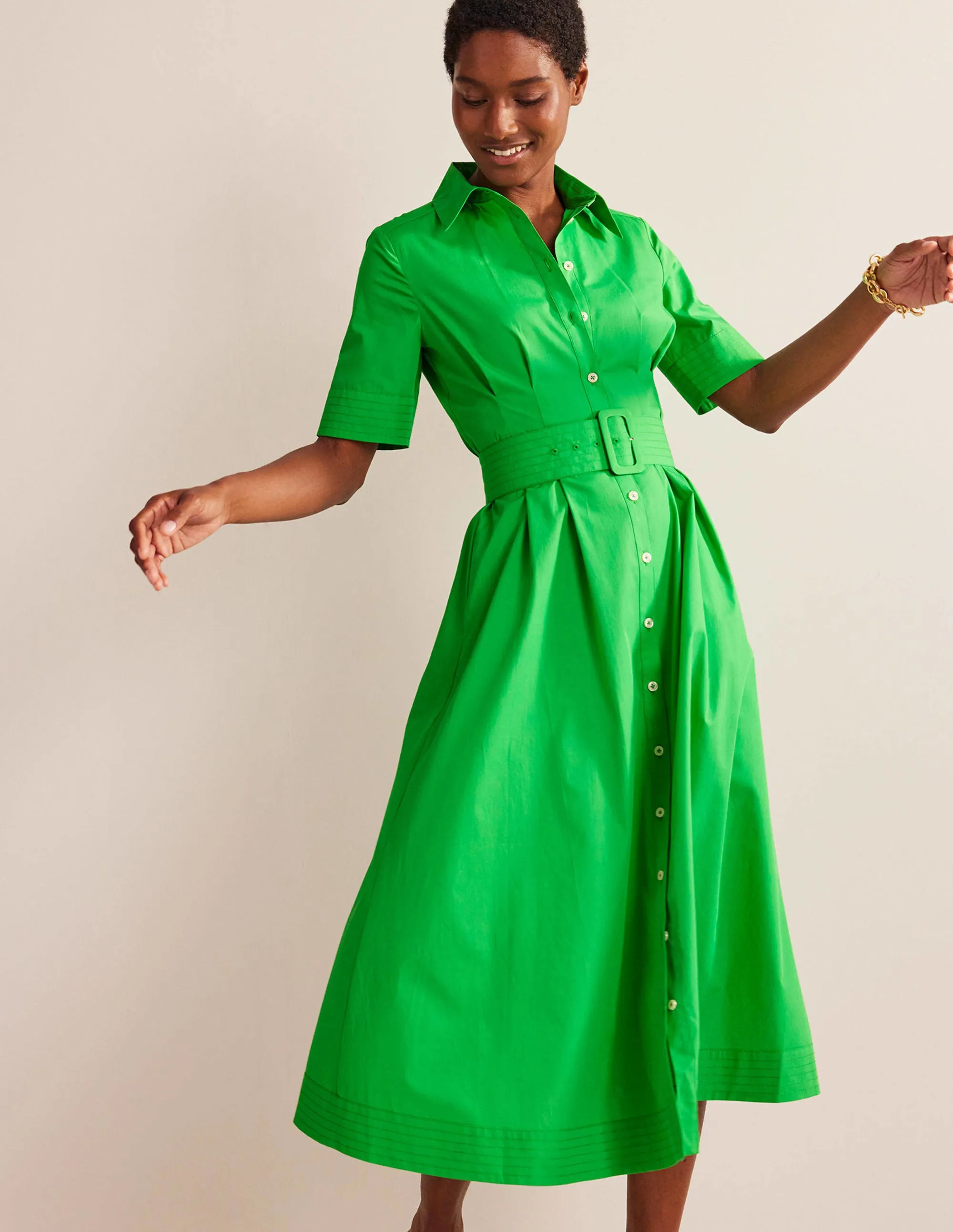 Pippa Midi Shirt Dress-Bright Green
