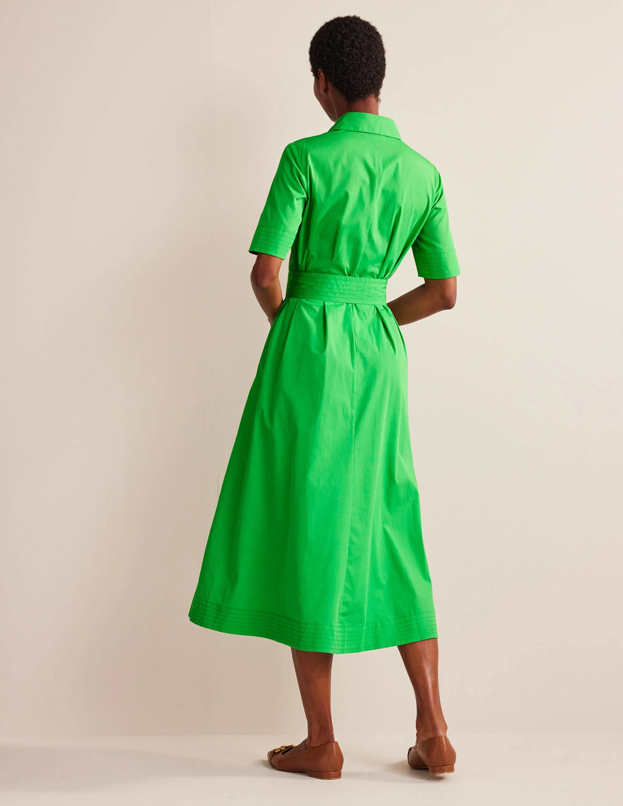 Pippa Midi Shirt Dress-Bright Green