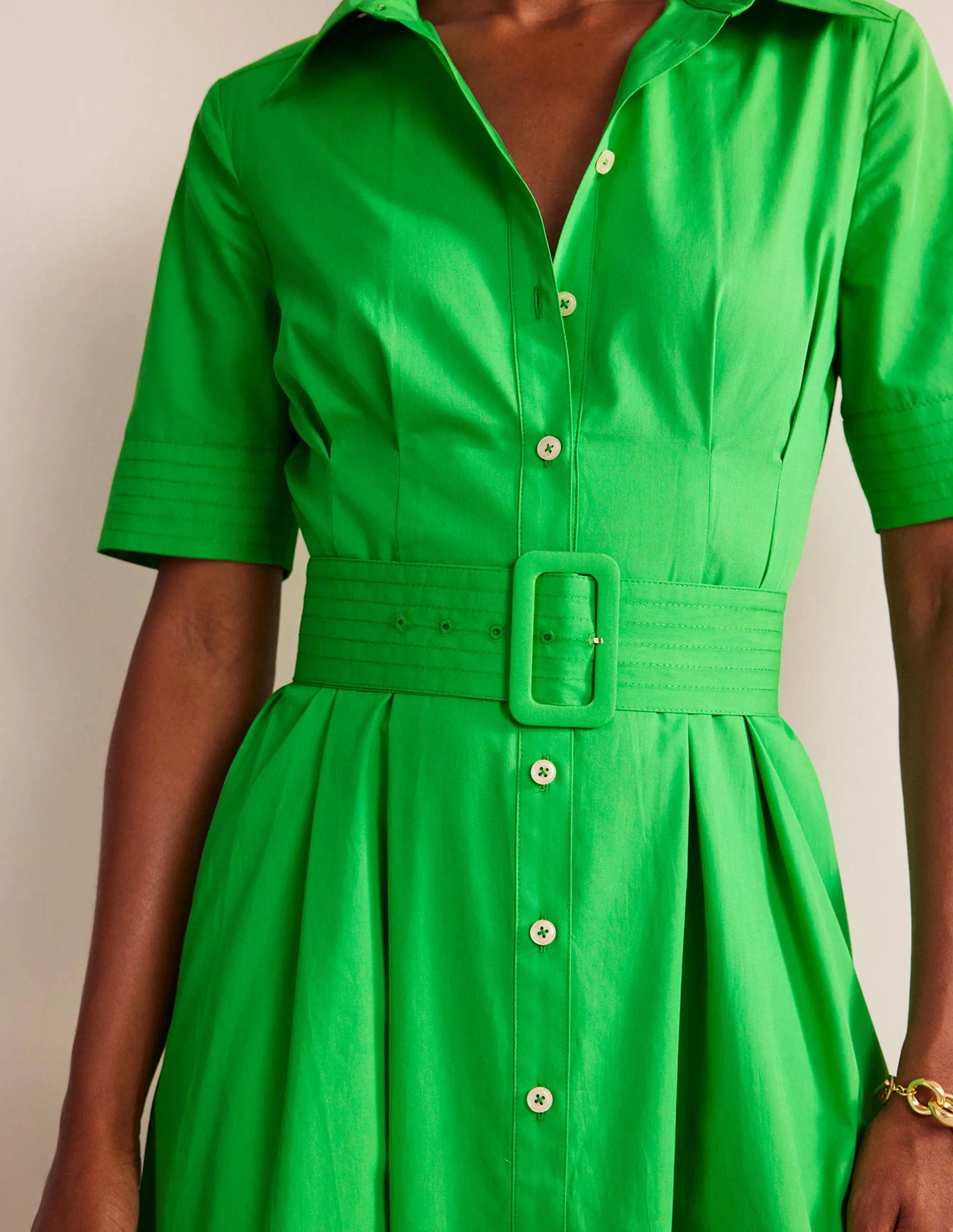 Pippa Midi Shirt Dress-Bright Green
