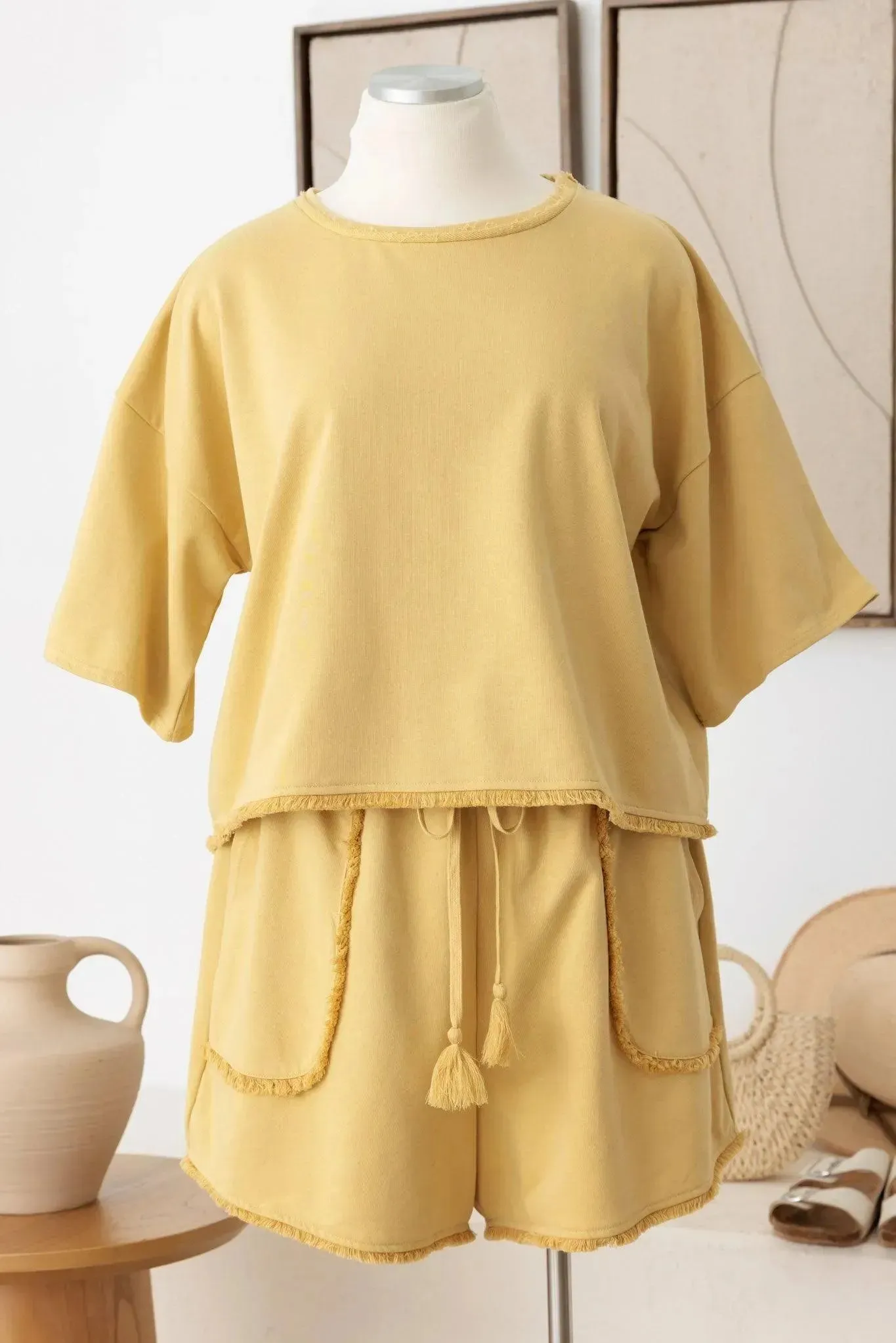 Plus Size Fringe Hem Relaxed Fit Lounge Set