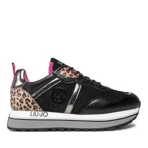 Scarpe Junior LIU JO Sneakers Platform Maxi Wonder 604 in Mesh e Dettaglio Animalier colore Nero