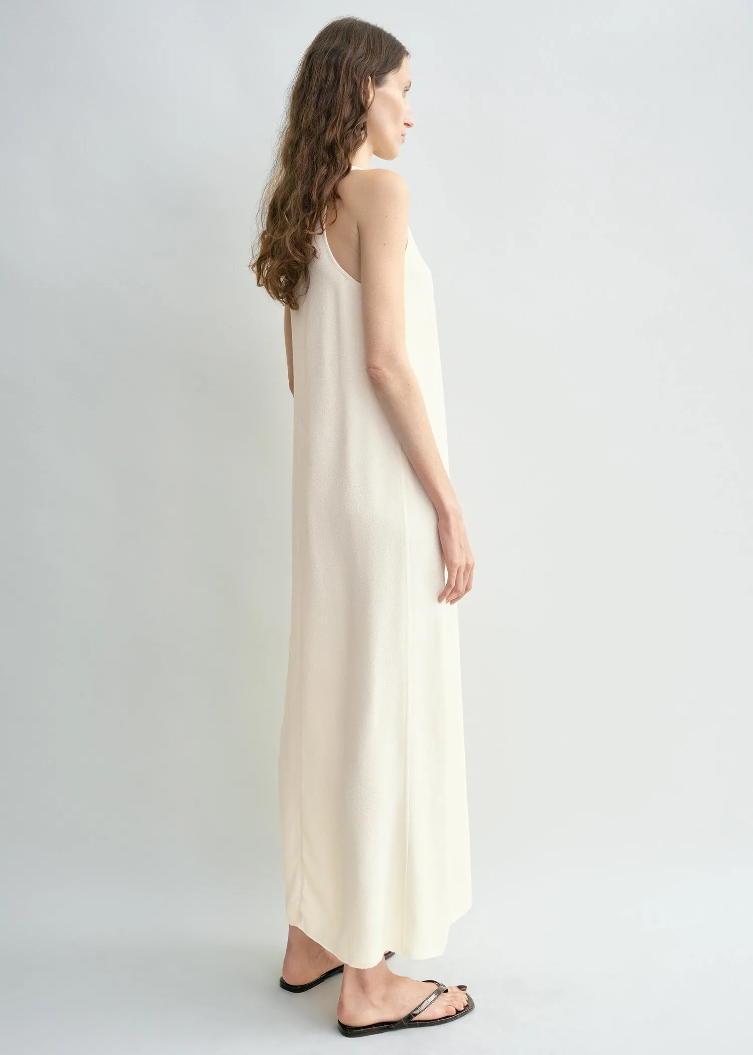 Scoop-neck sablé dress macadamia petite