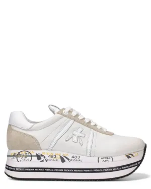 Sneakers BETH 5603 Platform in Pelle Bianca e Suede