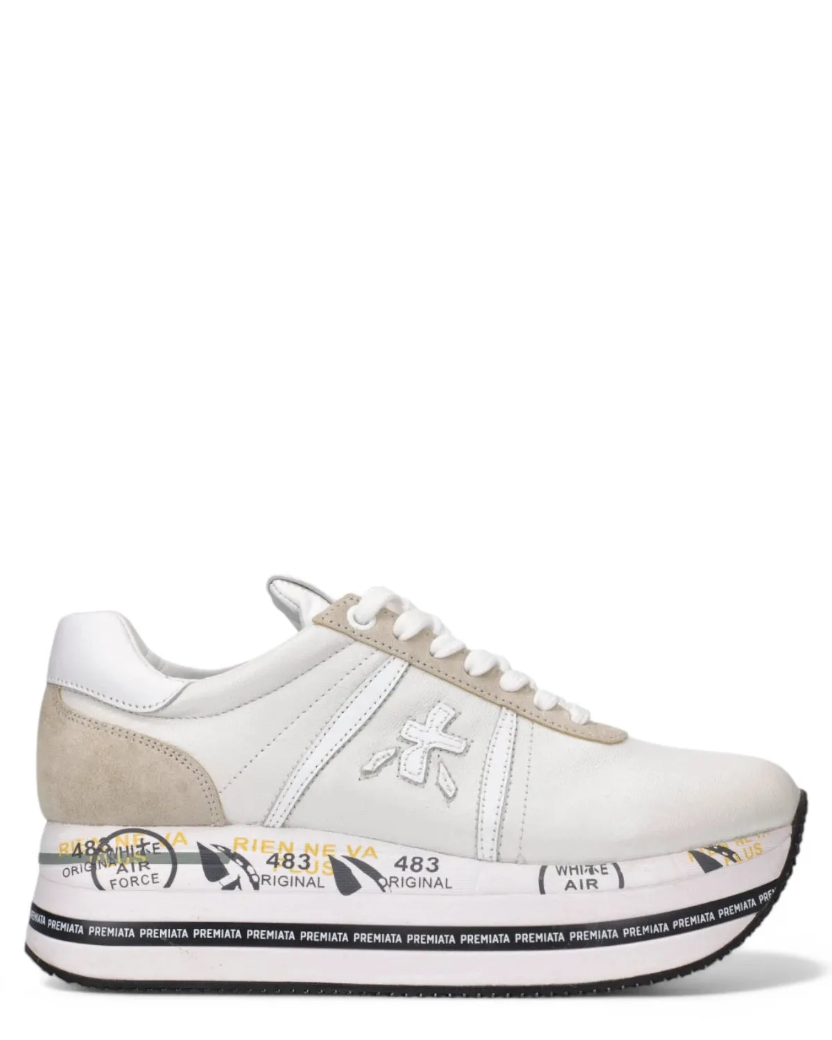 Sneakers BETH 5603 Platform in Pelle Bianca e Suede