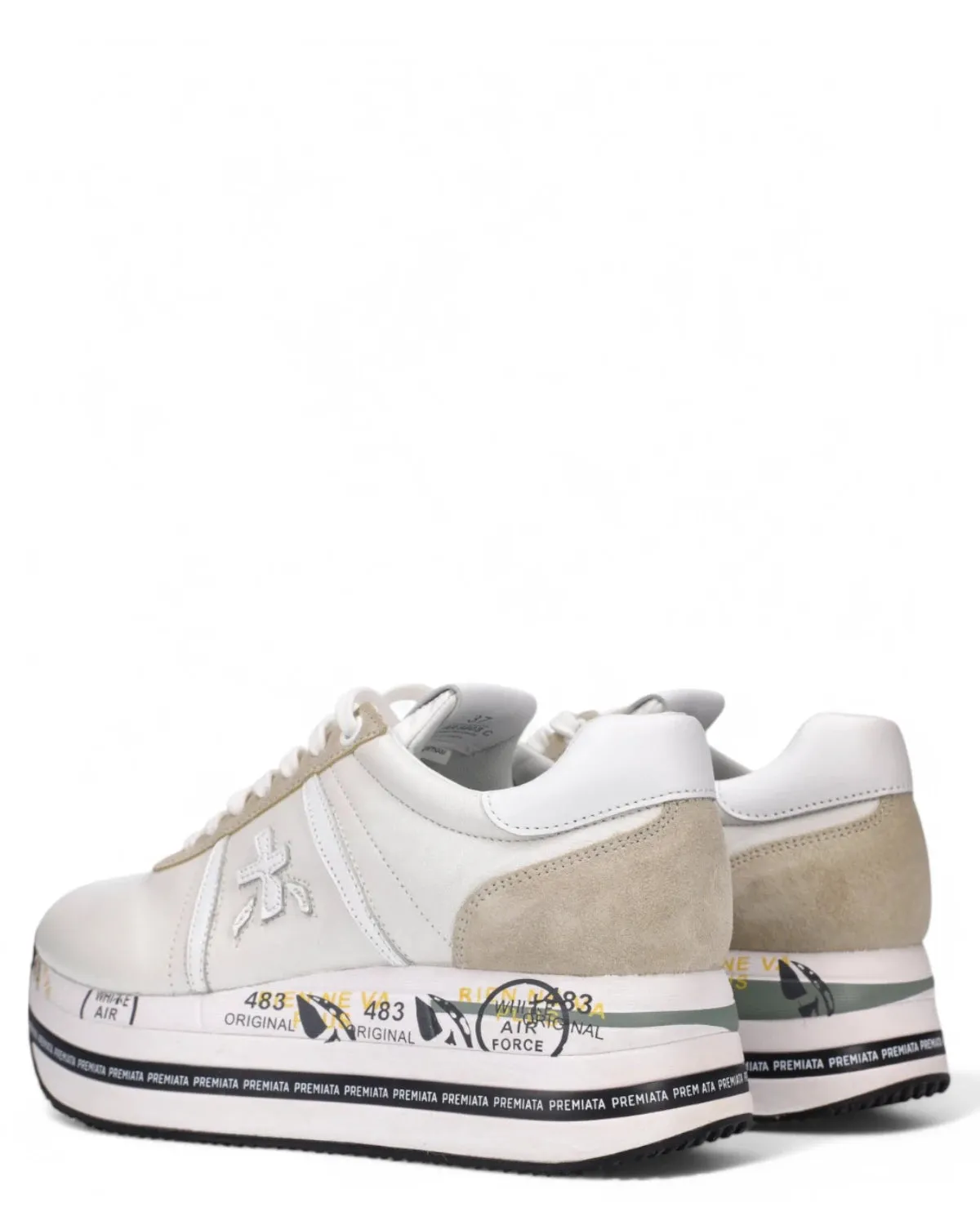 Sneakers BETH 5603 Platform in Pelle Bianca e Suede