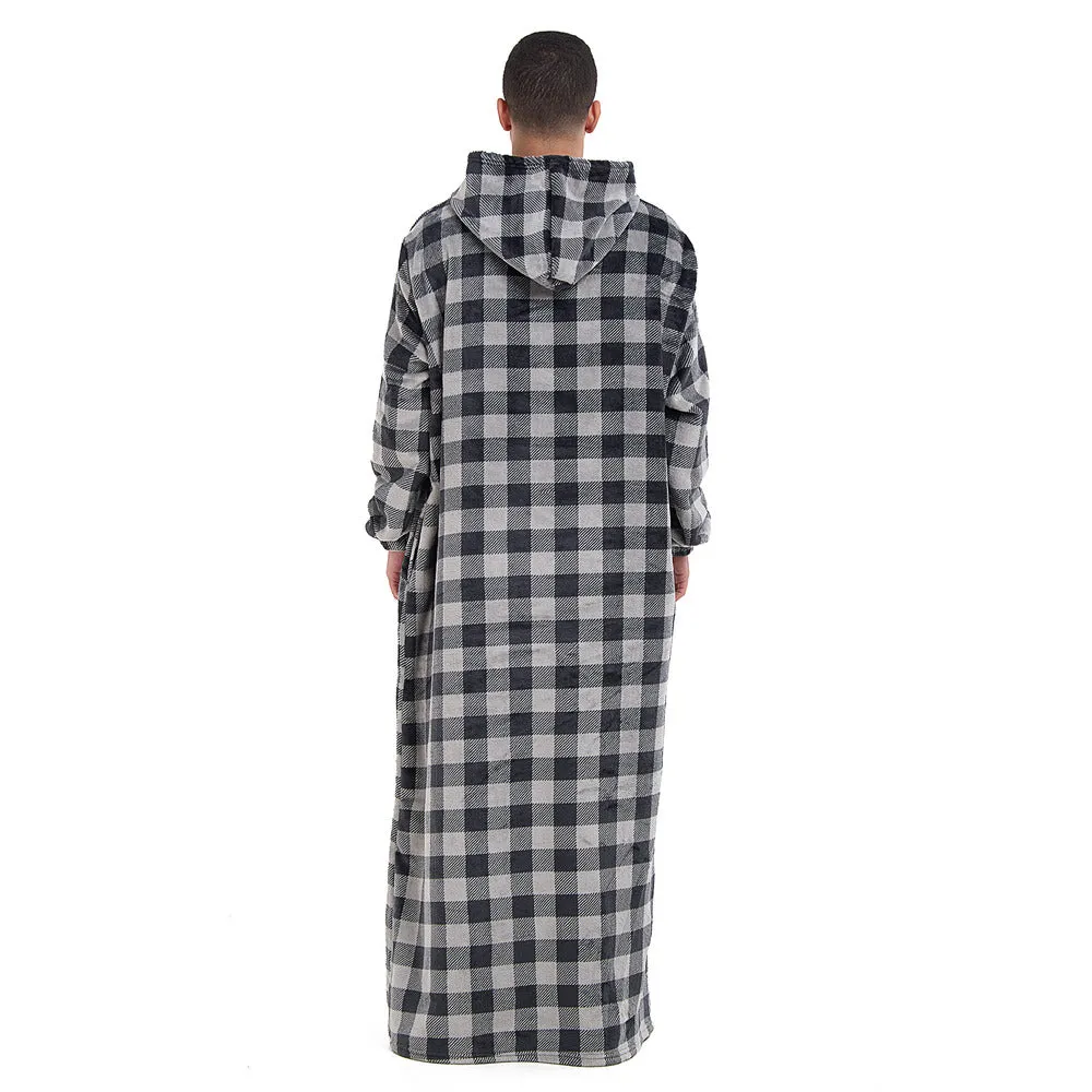 Snuggs Monk Wearable Blanket Checkered Grey