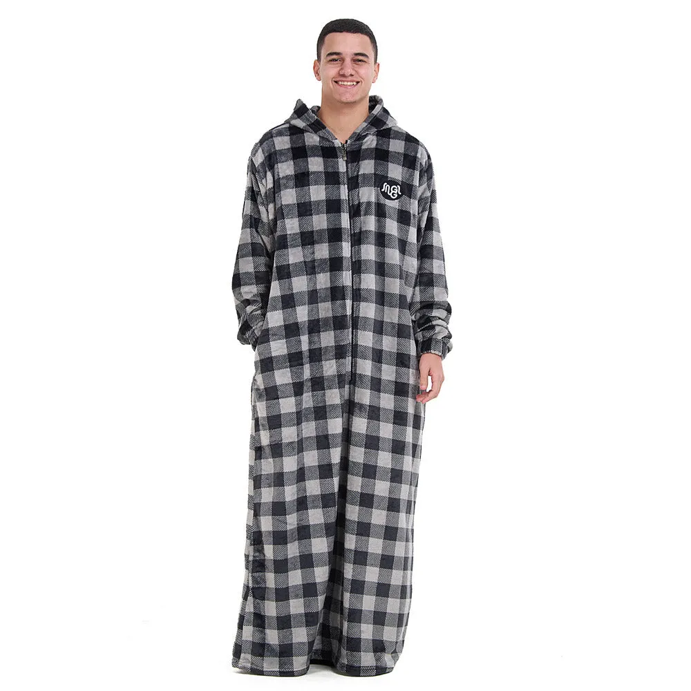 Snuggs Monk Wearable Blanket Checkered Grey