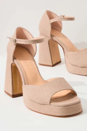 Souliers Martinez - Marfa Sandal: Nude Gros Grain