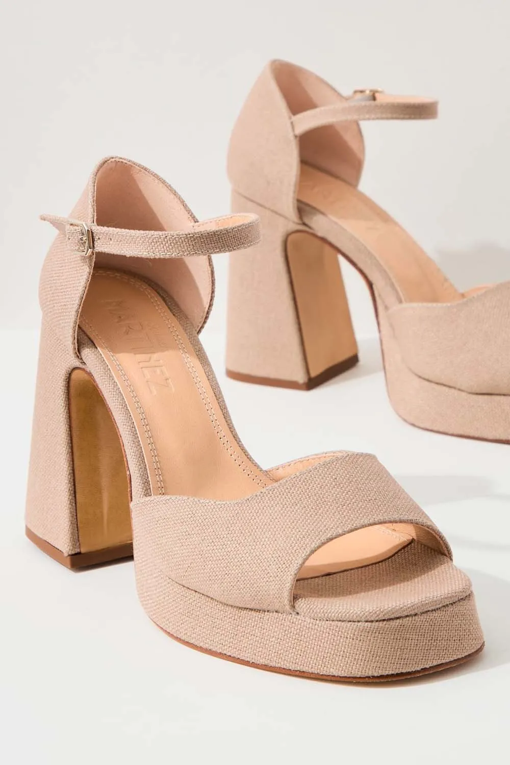 Souliers Martinez - Marfa Sandal: Nude Gros Grain
