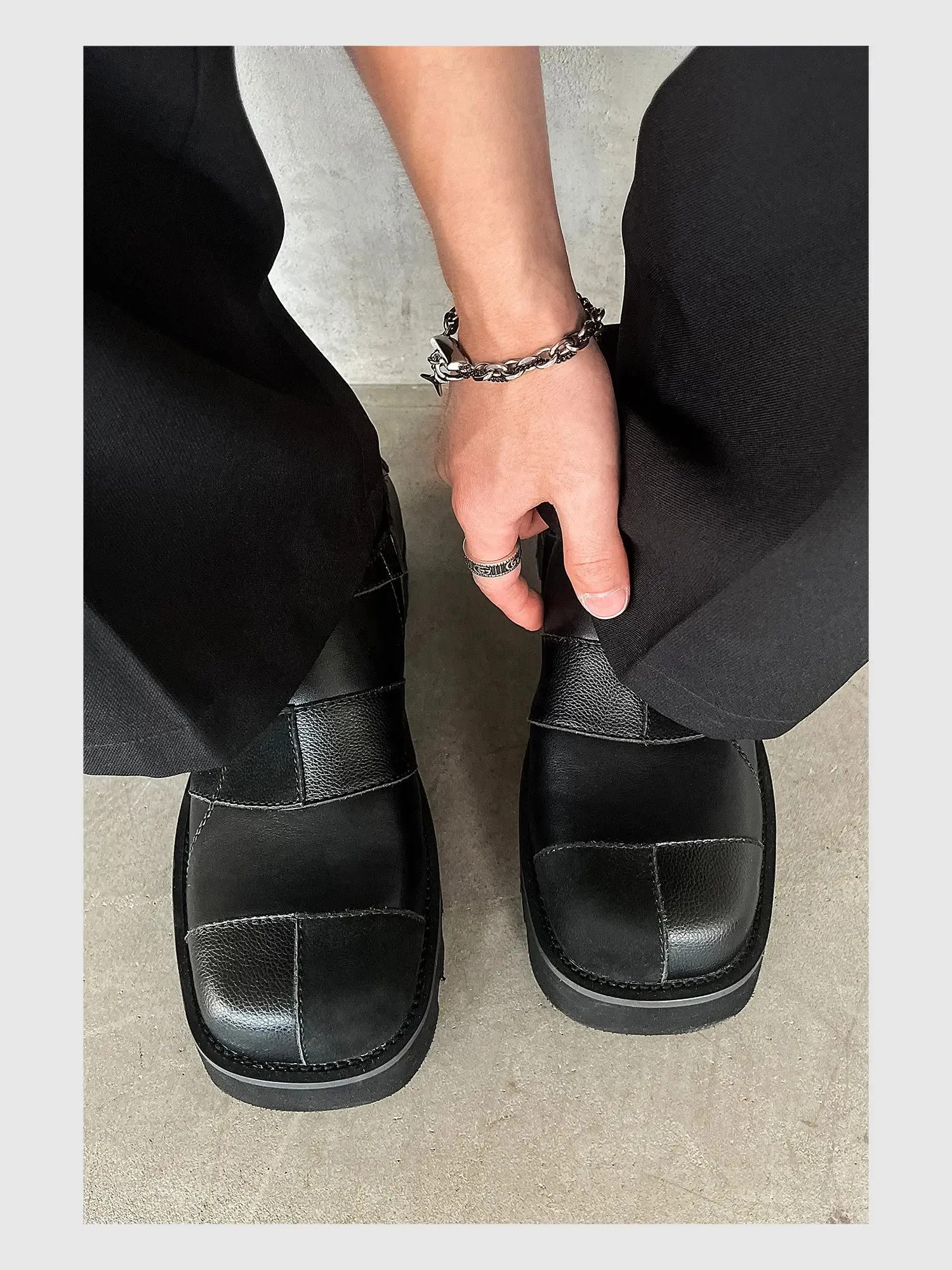 Stitching Square Toe Casual Shoes