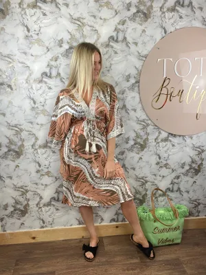Summer vibes midi dress - nude and chocolate