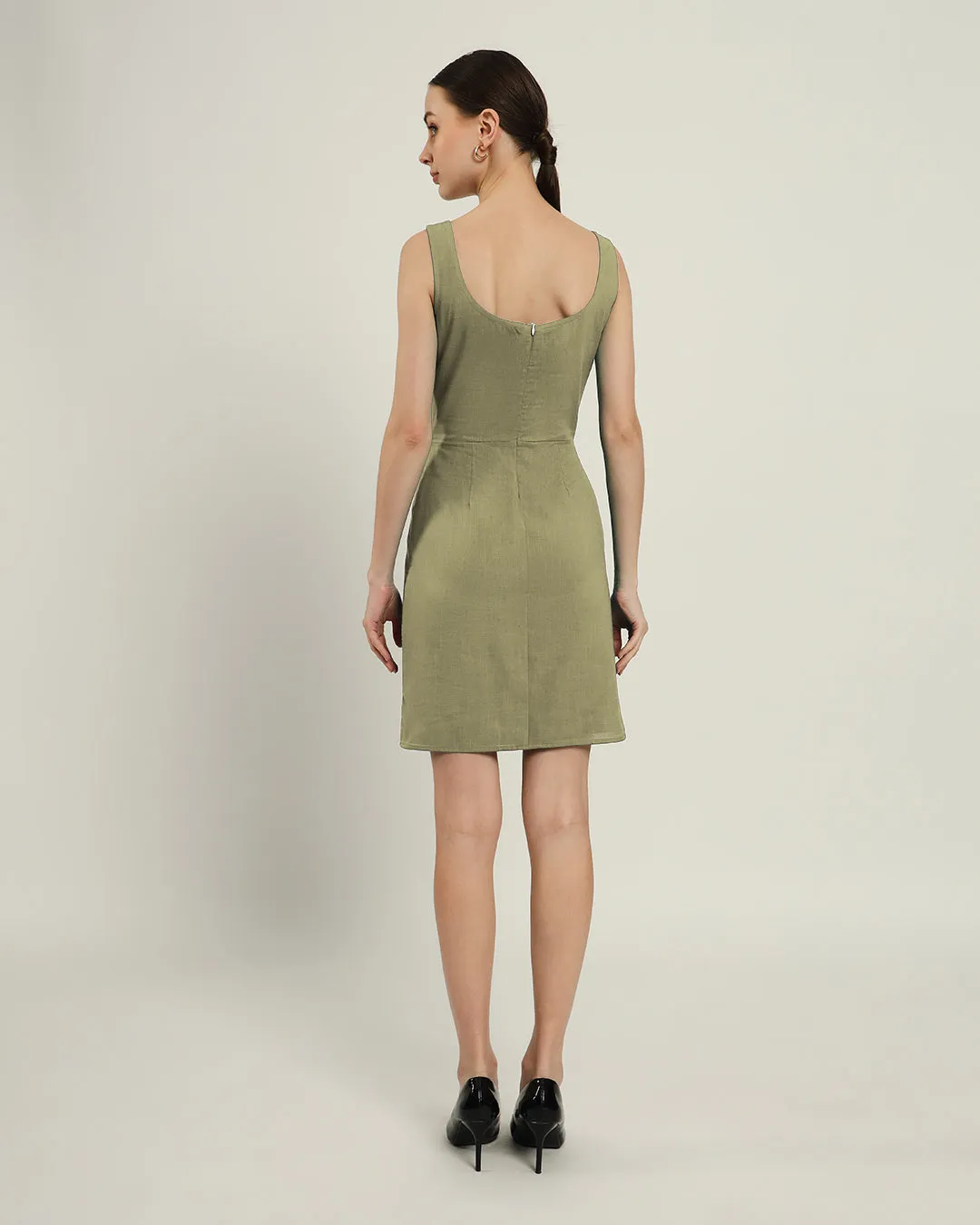 The Cannes Daisy Olive Linen Dress