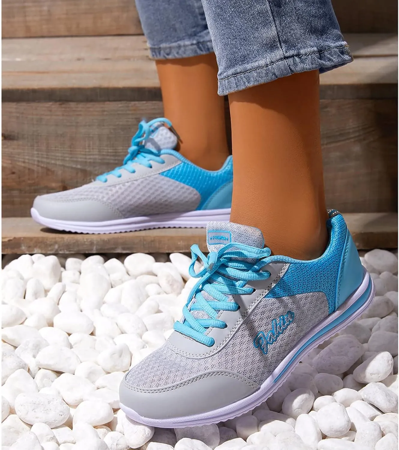 Womens Lace Up Walking Shoes Memory Foam Lightweight Comfort Tennis Shoes Womens Sport Women's Shoes Casual White Sneakers Steel Toe Tennis Shoe Trainers Shoe