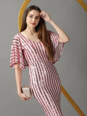 Women's Pink Striped Bodycon Dress