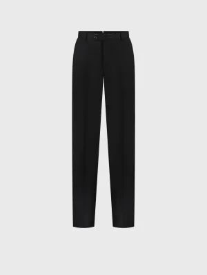 Wool Trousers with Leather Piping