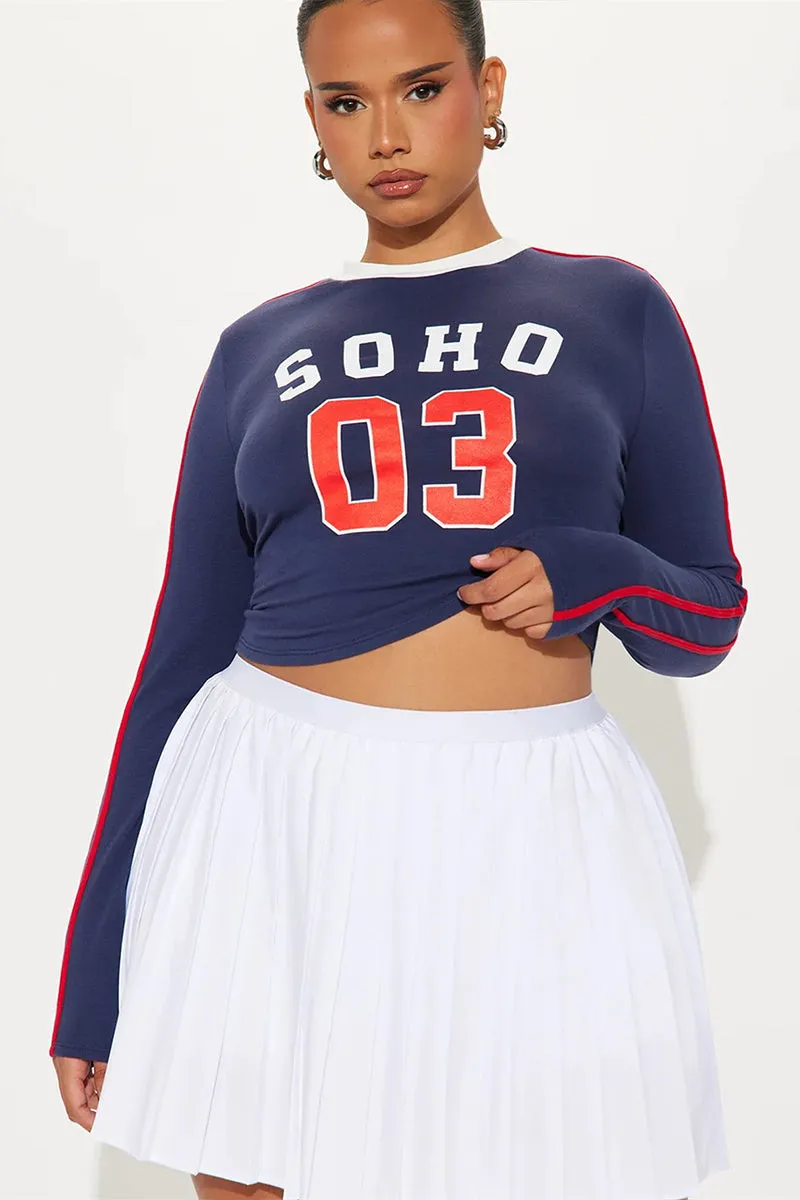 Y2K Long Sleeve Printed Bodycon Crop Top